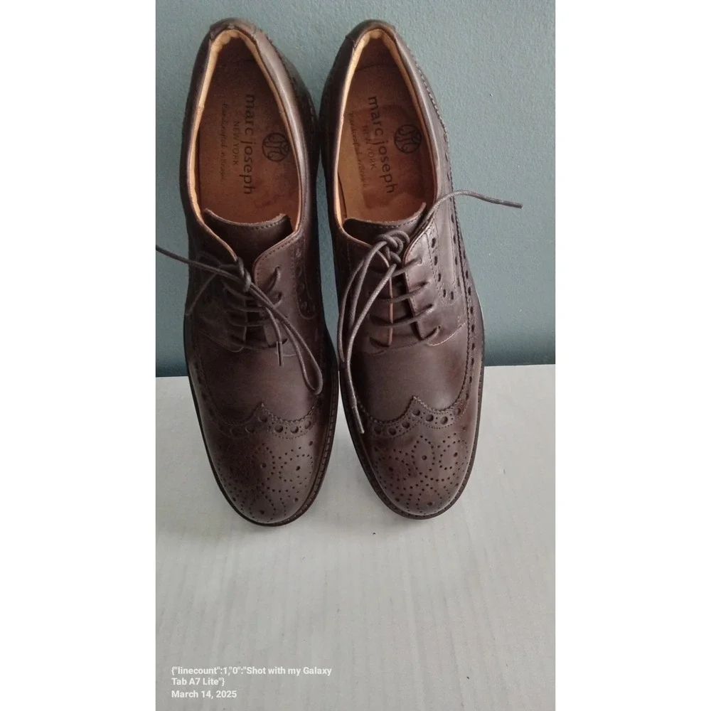 Marc‎ Joseph New York Wingtip Oxford Dress Shoes Leather Brown Brogue Size